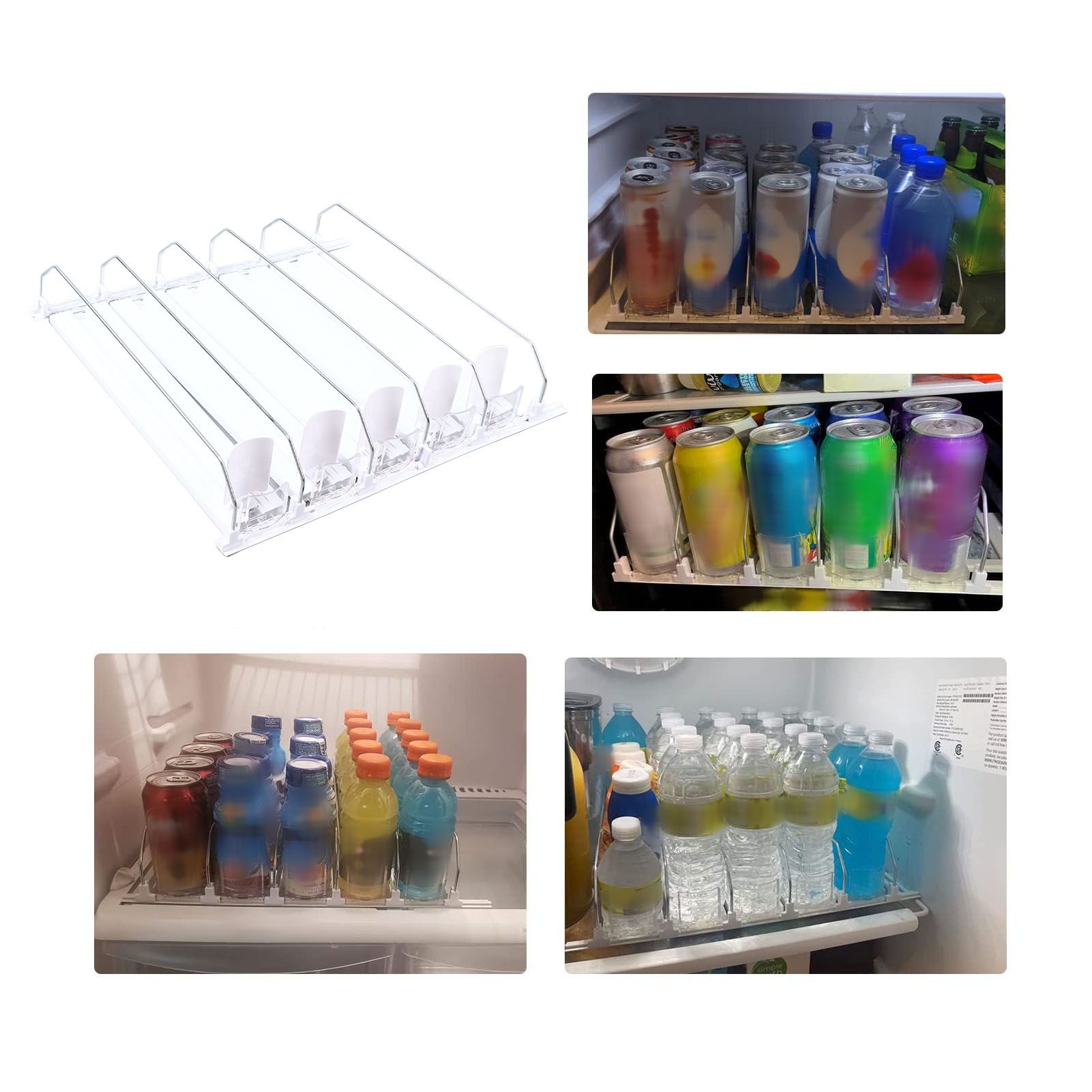 Drink Organizer for Fridge Spring Loaded Adjustable Push Rod Slide Rail Soda view 11