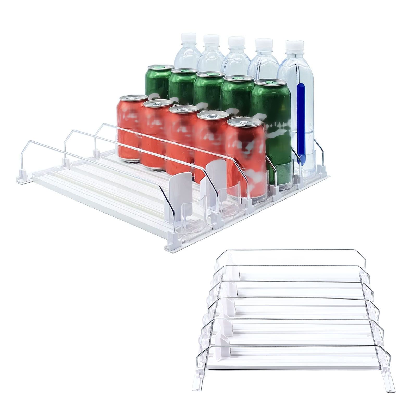 Drink Organizer for Fridge Spring Loaded Adjustable Push Rod Slide Rail Soda view 12