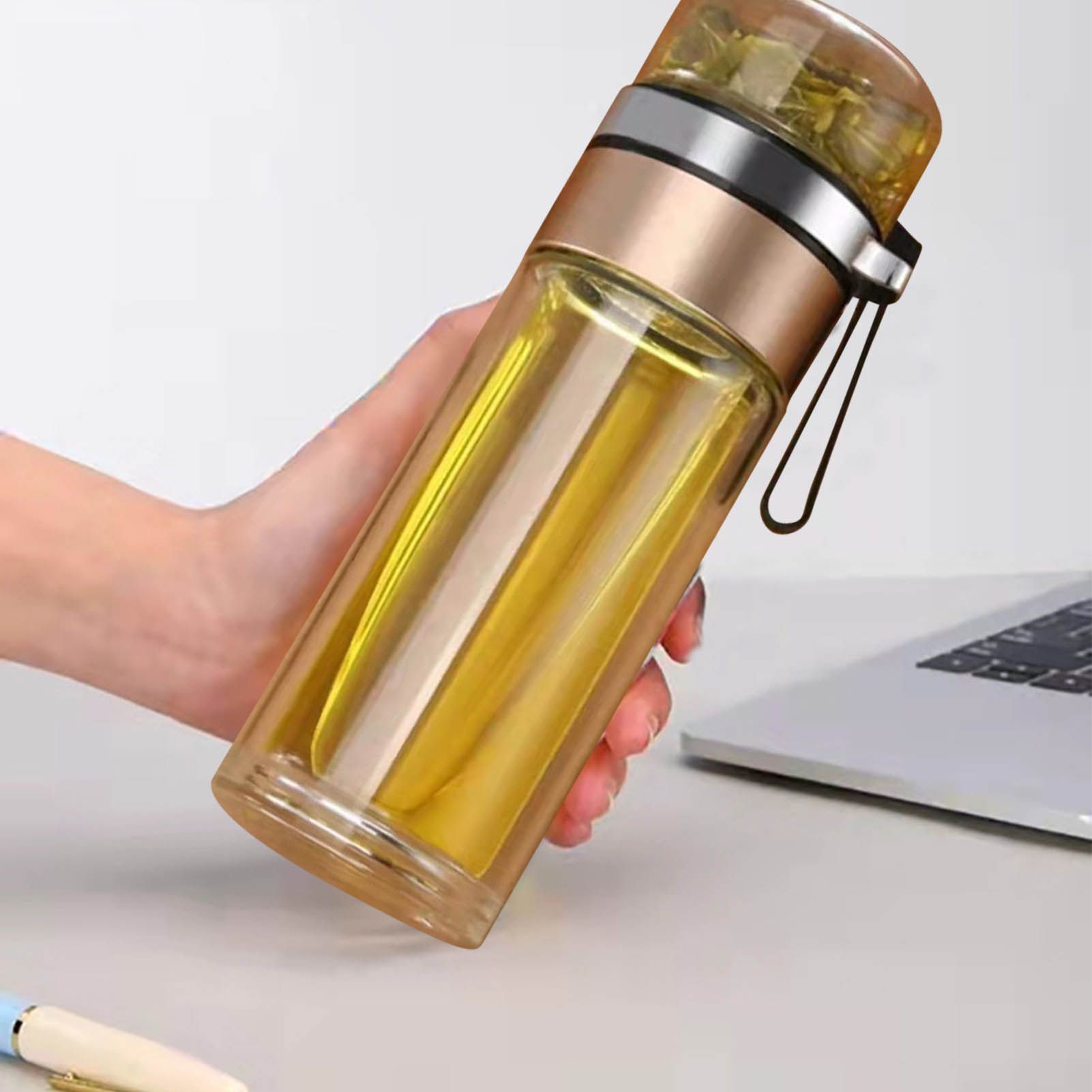 Glass Transparent Tea Bottle Portable Tea Water Bottle Tea and Water view 12