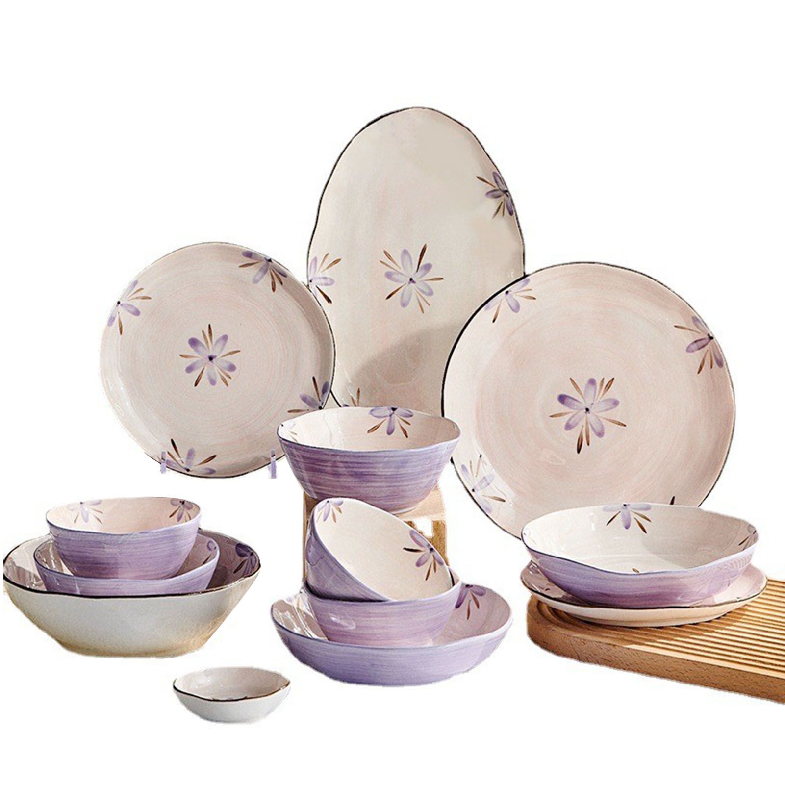 5in Beautiful Ceramic Bowl Purple Exquisite Ceramic Soup Bowls for Salad Pasta view 2