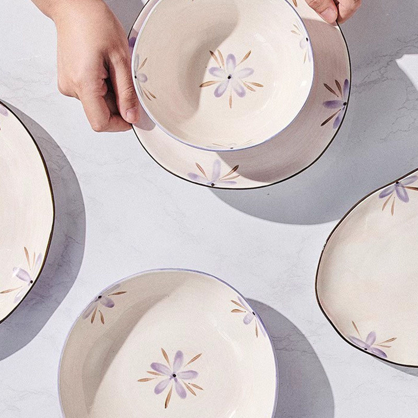 5in Beautiful Ceramic Bowl Purple Exquisite Ceramic Soup Bowls for Salad Pasta view 11