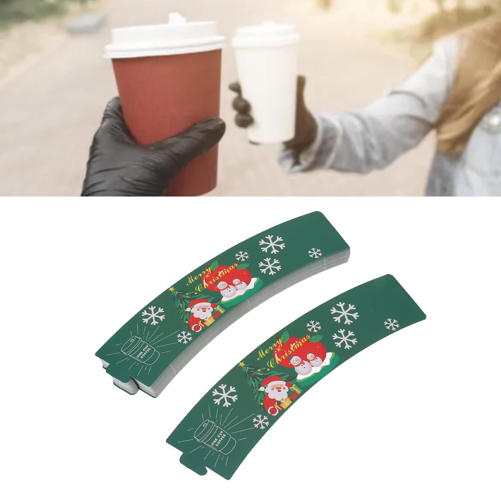 50PCS Coffee Cup Sleeves Disposable Paper Cup Sleeves Hot Drink Holder for view 12