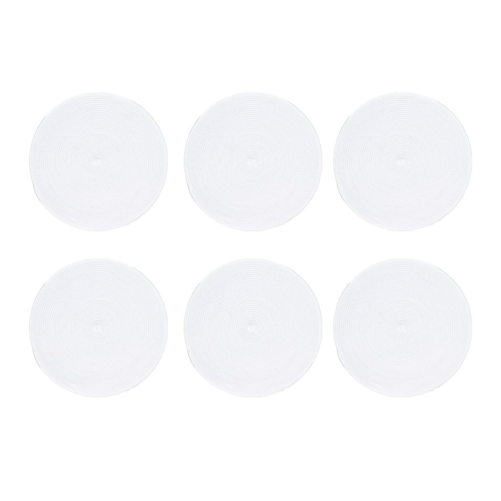 6PCS Round Placemat Woven White Table Mat Heat Insulation Easy to Clean