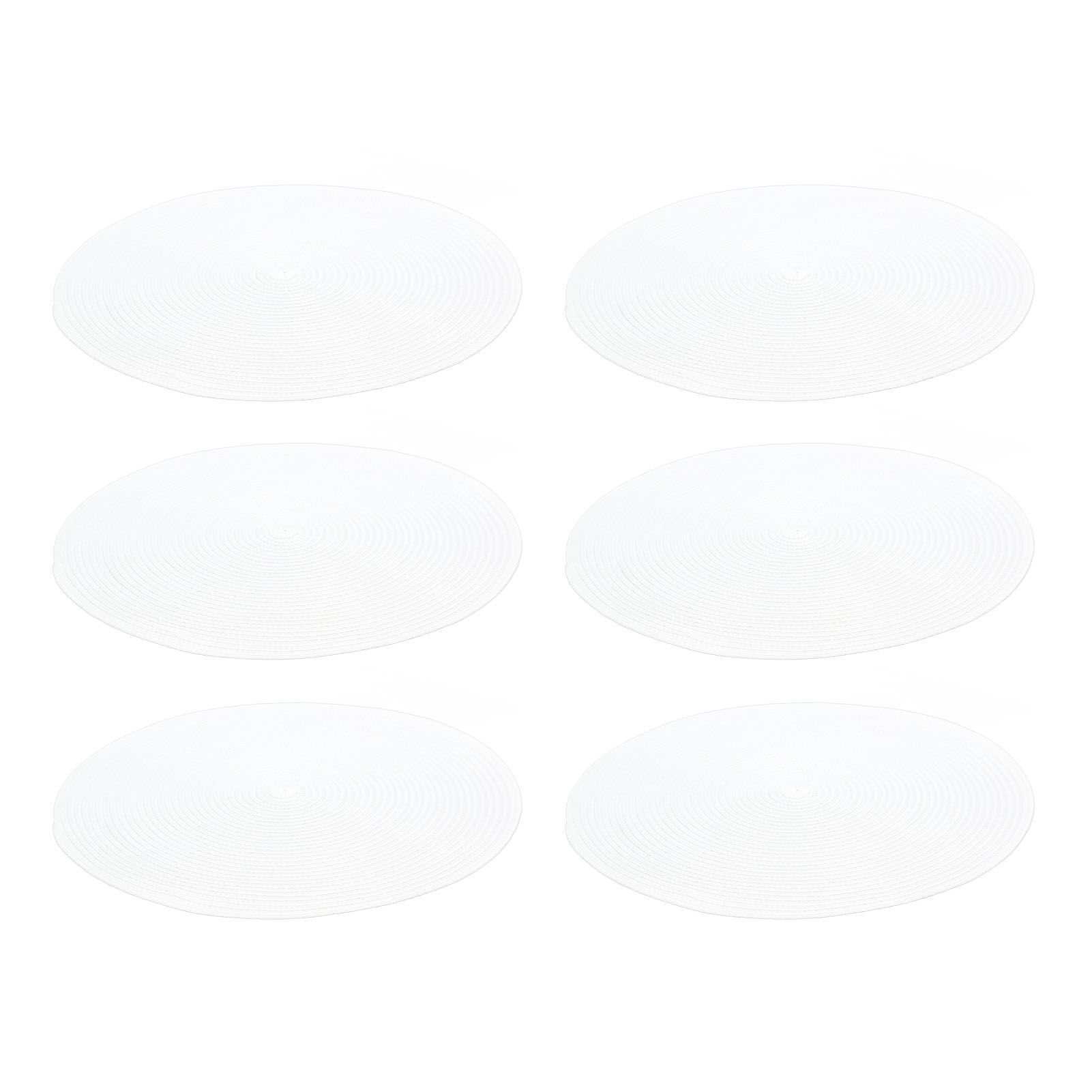 6PCS Round Placemat Woven White Table Mat Heat Insulation Easy to Clean view 3