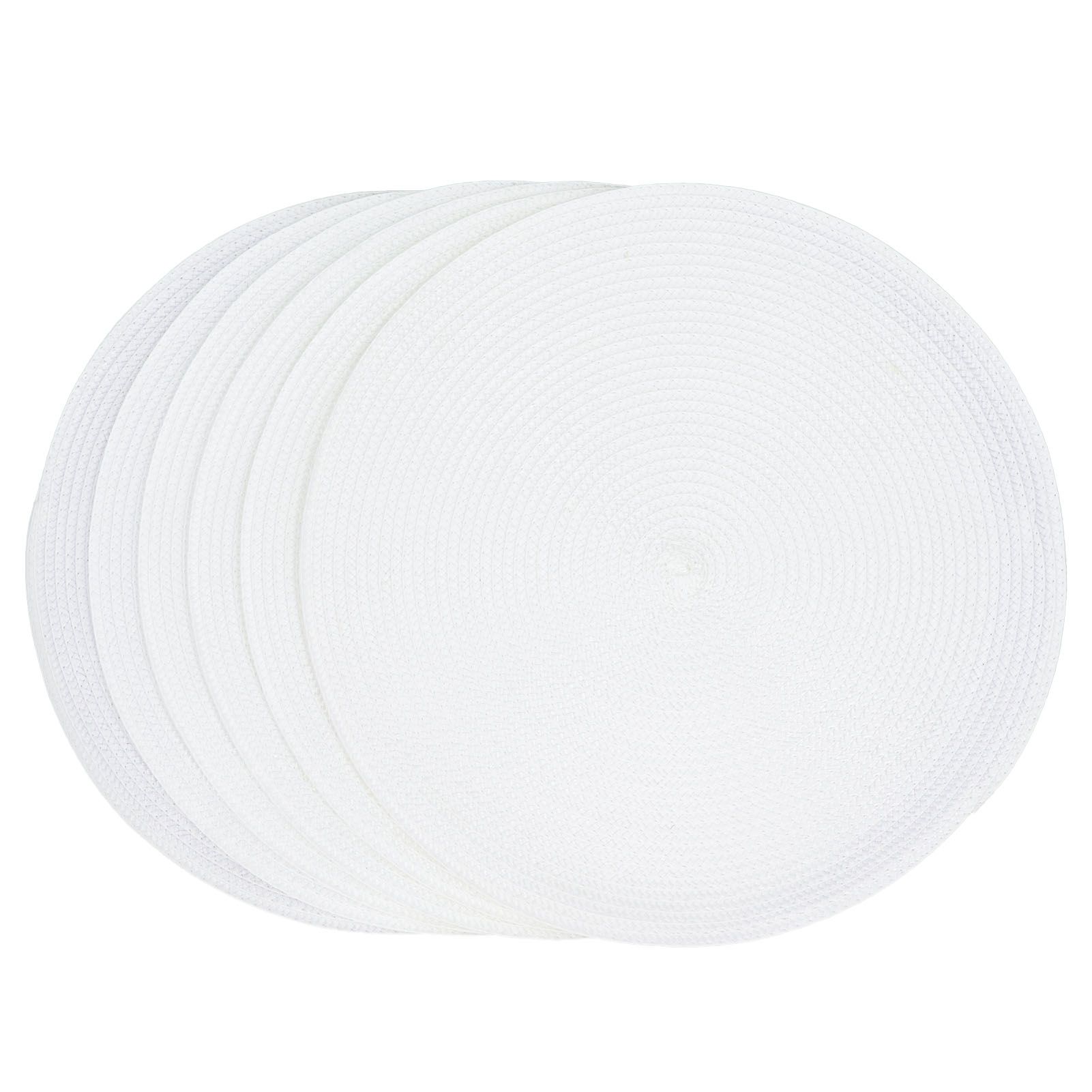 6PCS Round Placemat Woven White Table Mat Heat Insulation Easy to Clean view 8