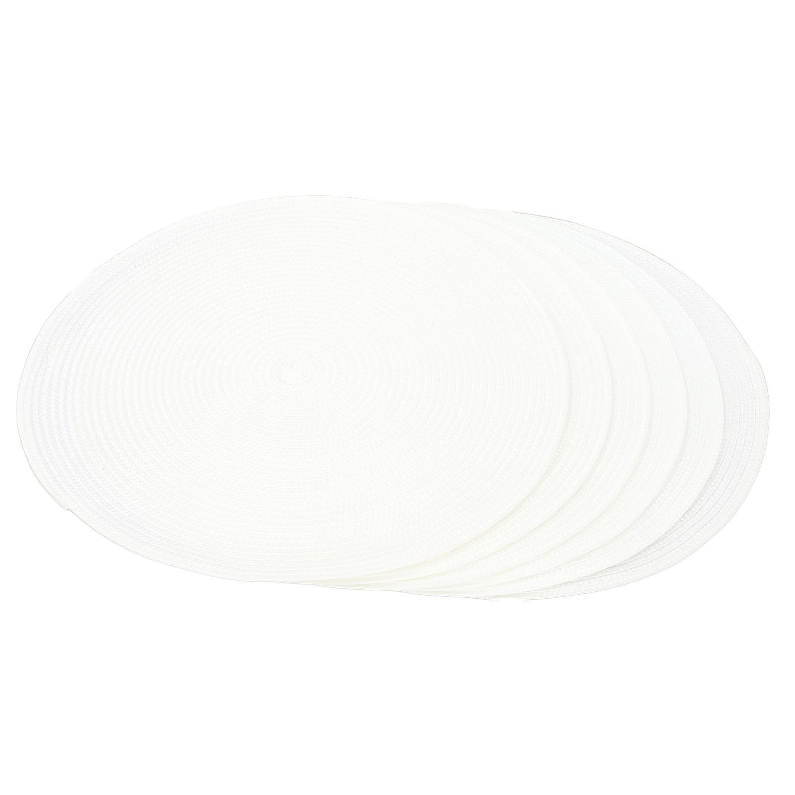 6PCS Round Placemat Woven White Table Mat Heat Insulation Easy to Clean view 10