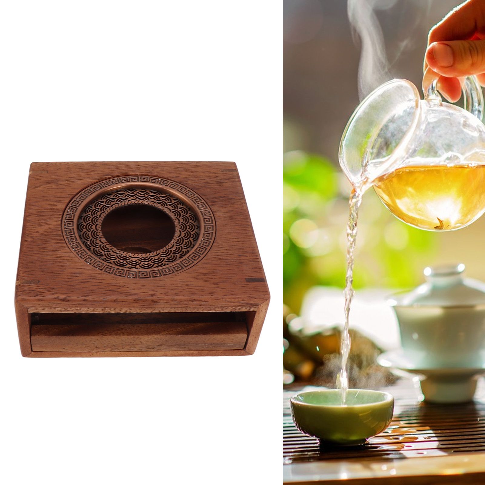 Candle Tea Warmer Japanese Style Walnut Teapot Warmer Home Universal Tea view 11