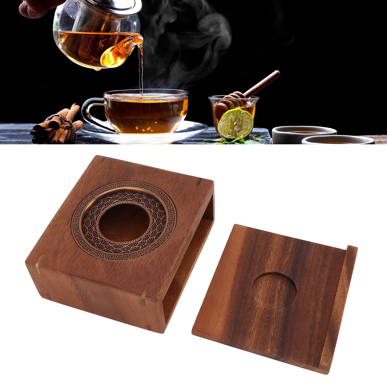 Candle Tea Warmer Japanese Style Walnut Teapot Warmer Home Universal Tea view 12