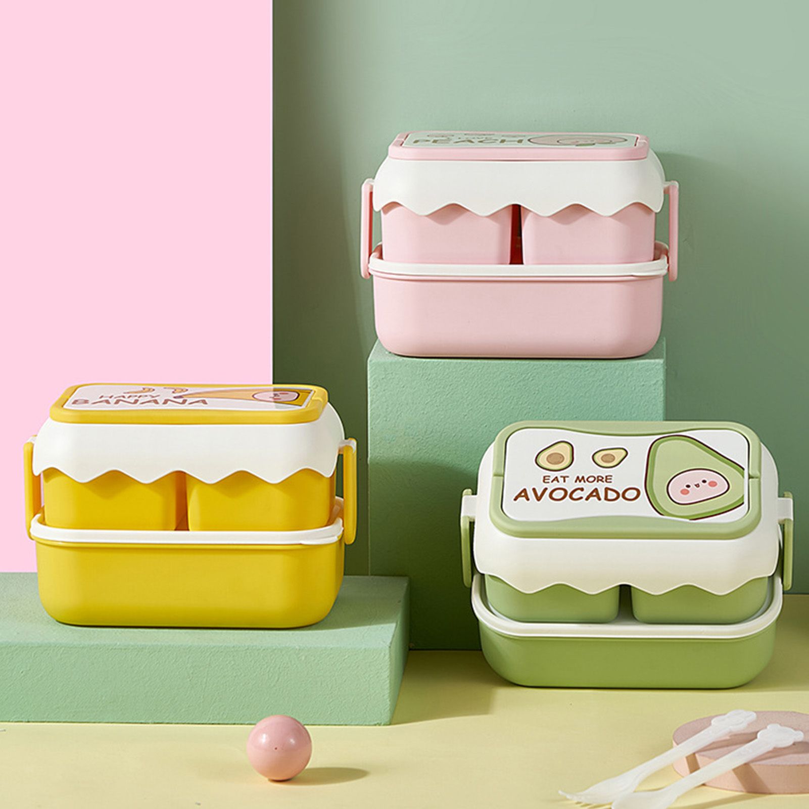 Cute Portable Students Lunch Box Microwaveable Children Cartoon Bento Box view 6