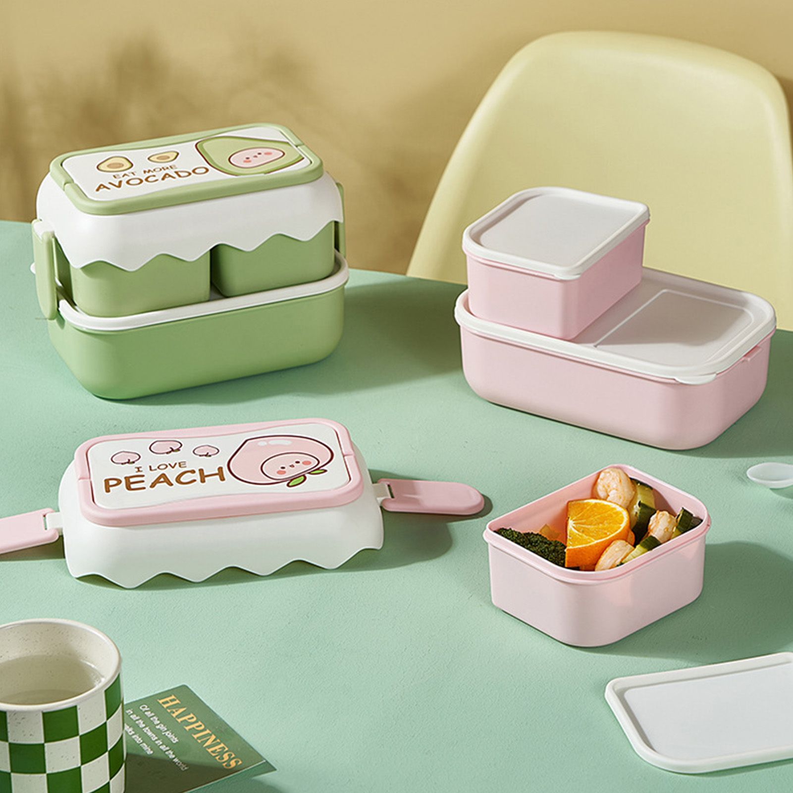 Cute Portable Students Lunch Box Microwaveable Children Cartoon Bento Box view 7