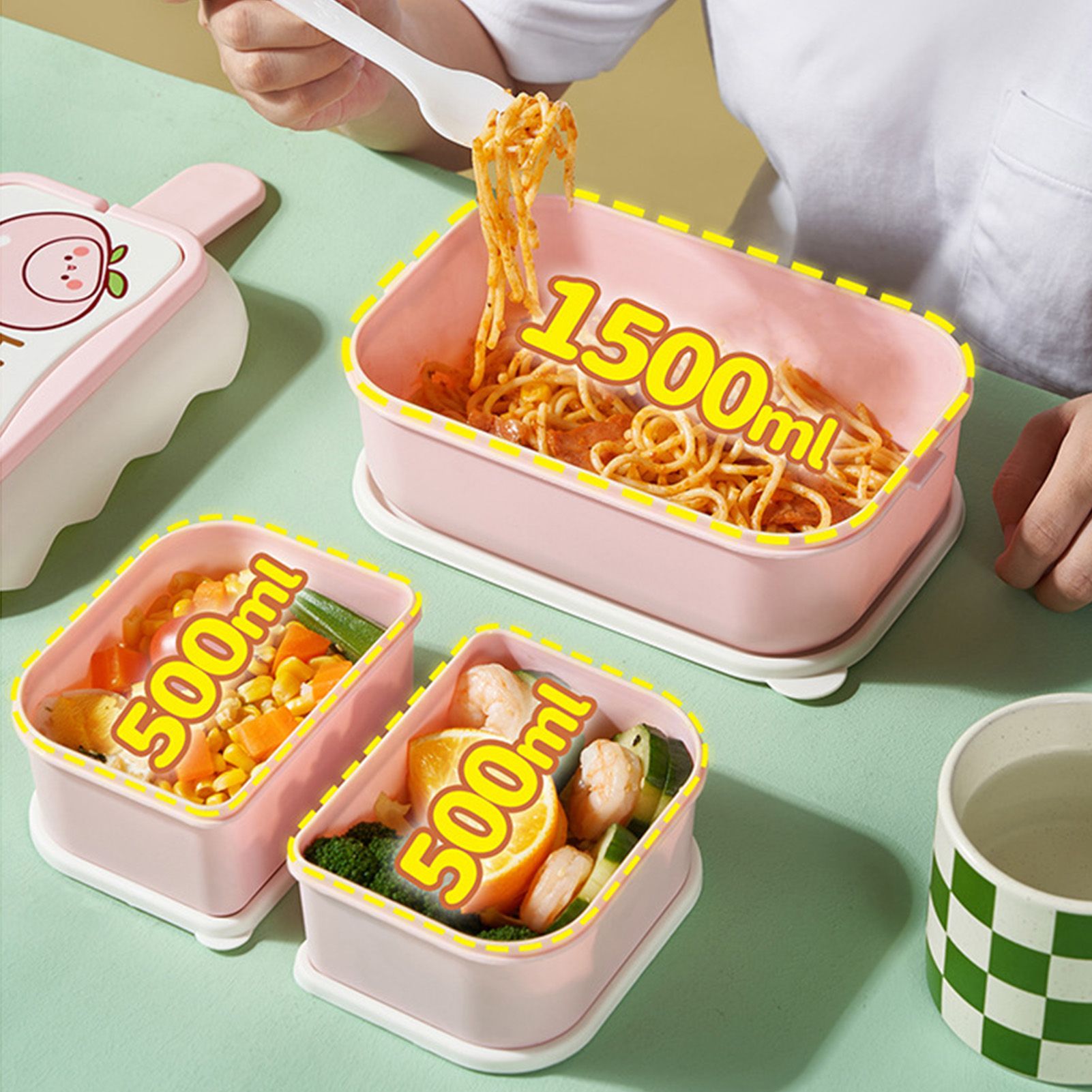 Cute Portable Students Lunch Box Microwaveable Children Cartoon Bento Box view 10