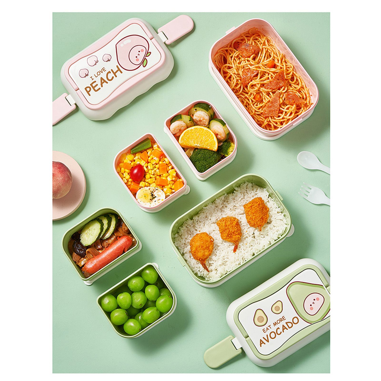 Cute Portable Students Lunch Box Microwaveable Children Cartoon Bento Box view 13