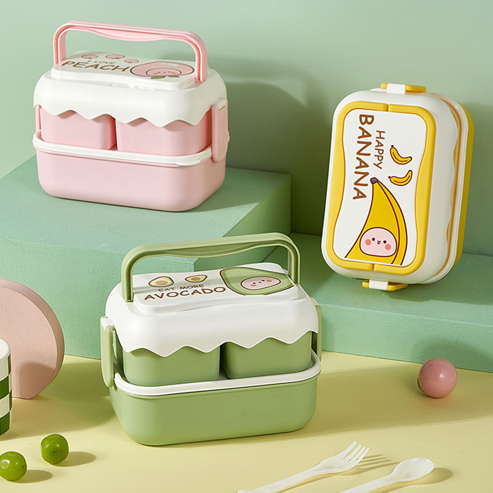 Cute Portable Students Lunch Box Microwaveable Children Cartoon Bento Box view 7