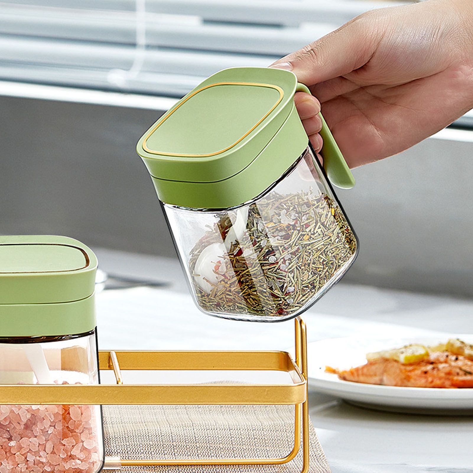 Spice Jar Glass Transparent Salt Sugar Pepper Seasoning Container Bottle for view 2