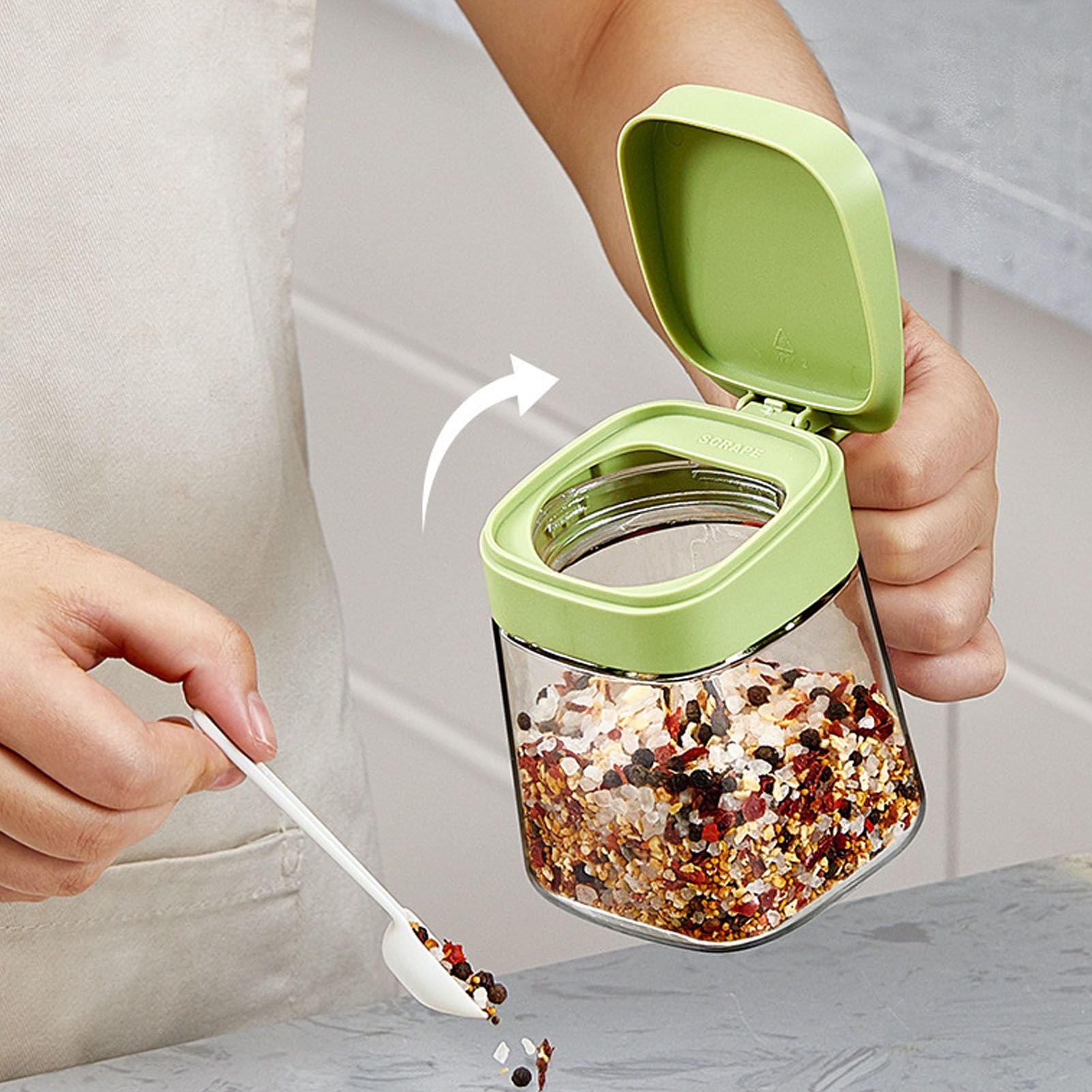 Spice Jar Glass Transparent Salt Sugar Pepper Seasoning Container Bottle for view 3