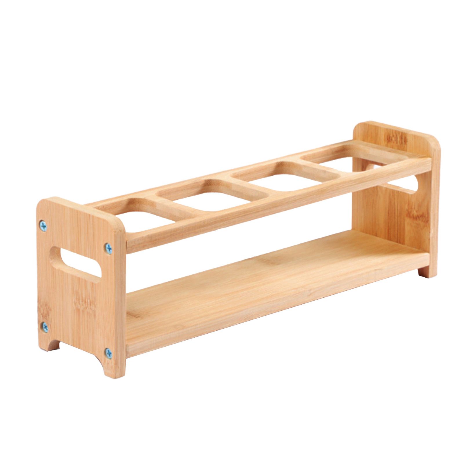 Seasoning Storage Stand Bamboo Wood 4 Holes Multifunctional Anti Slip Space