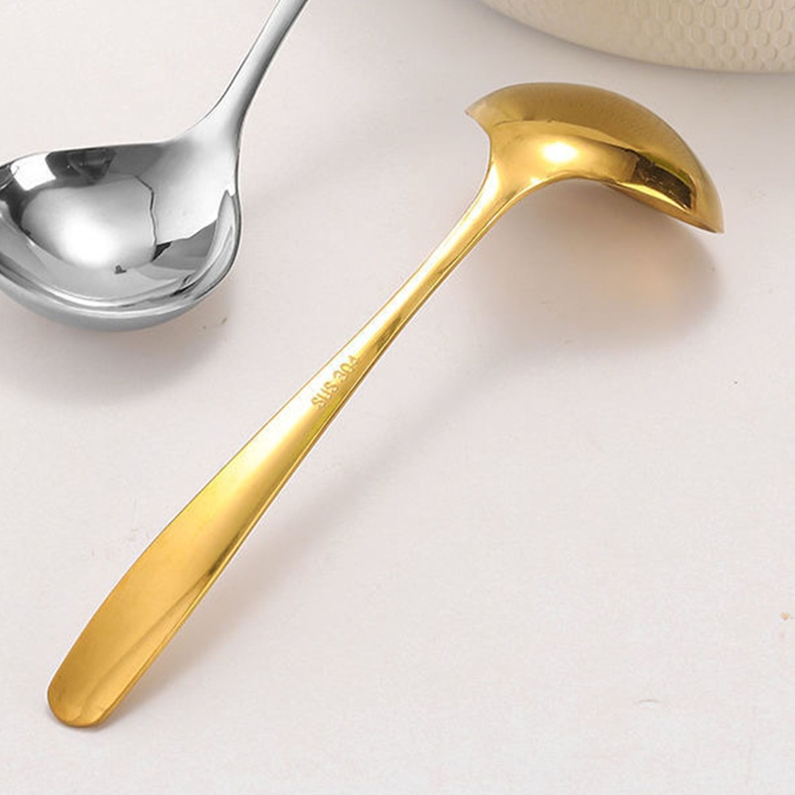 Kitchen Soup Ladle 304 Stainless Steel Large Size Long Handle Cooking Ladle view 6