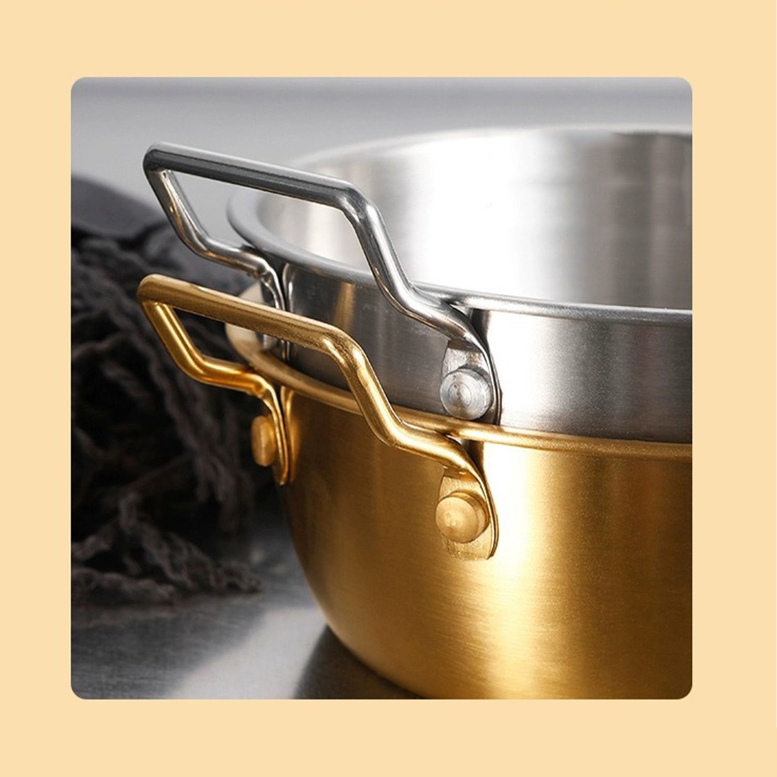 Double Ear Snack Bowl Multifunctional 304 Stainless Steel Noodle Bowl for Home view 7