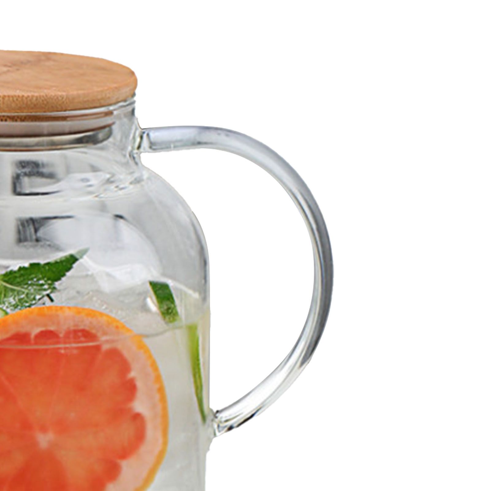 Water Pitcher 1800ml Glass Fridge Jug with Filter Whisk Wood Lid Heat view 12