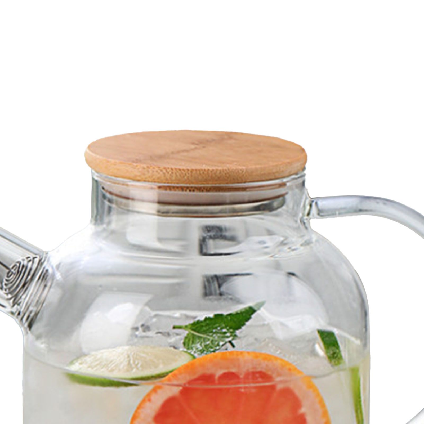 Water Pitcher 1800ml Glass Fridge Jug with Filter Whisk Wood Lid Heat view 13