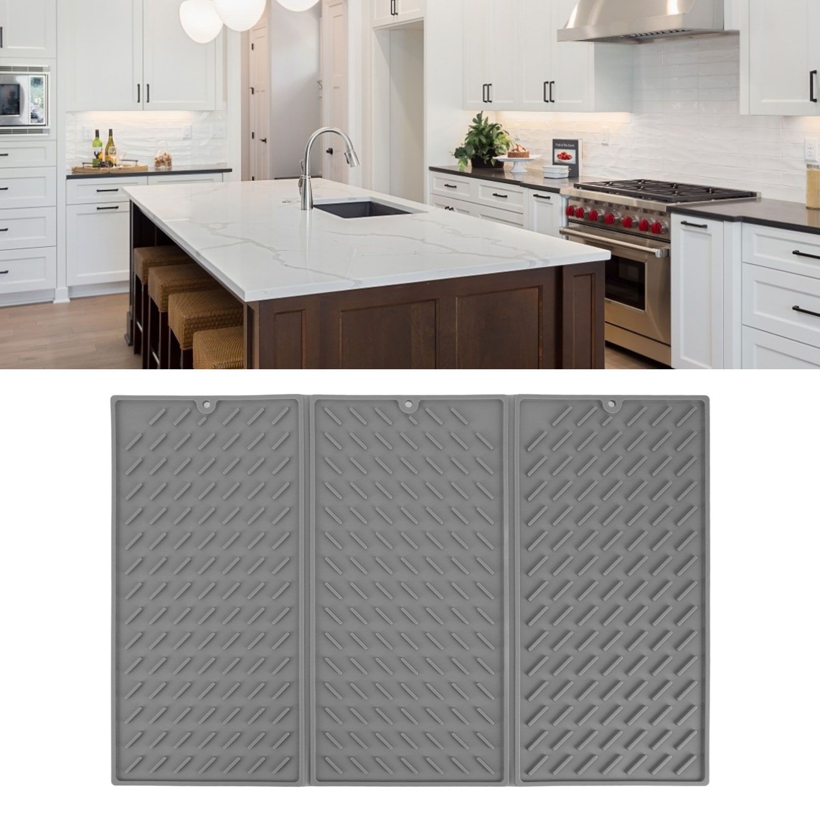 3 Fold Counter Foldable Drying Mat Silicone Fast Drying Waterproof Reusable view 11