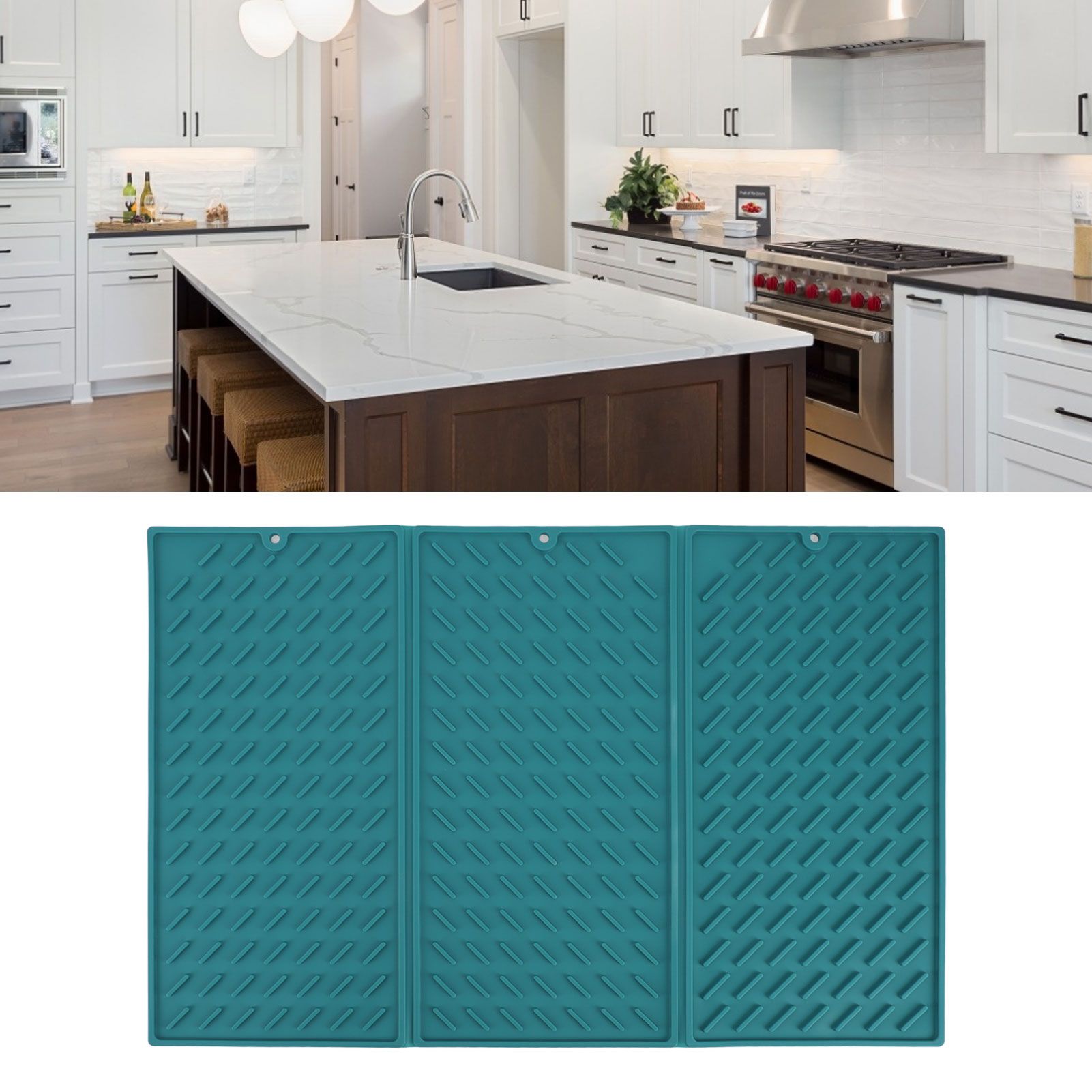 3 Fold Counter Foldable Drying Mat Silicone Fast Drying Waterproof Reusable view 11