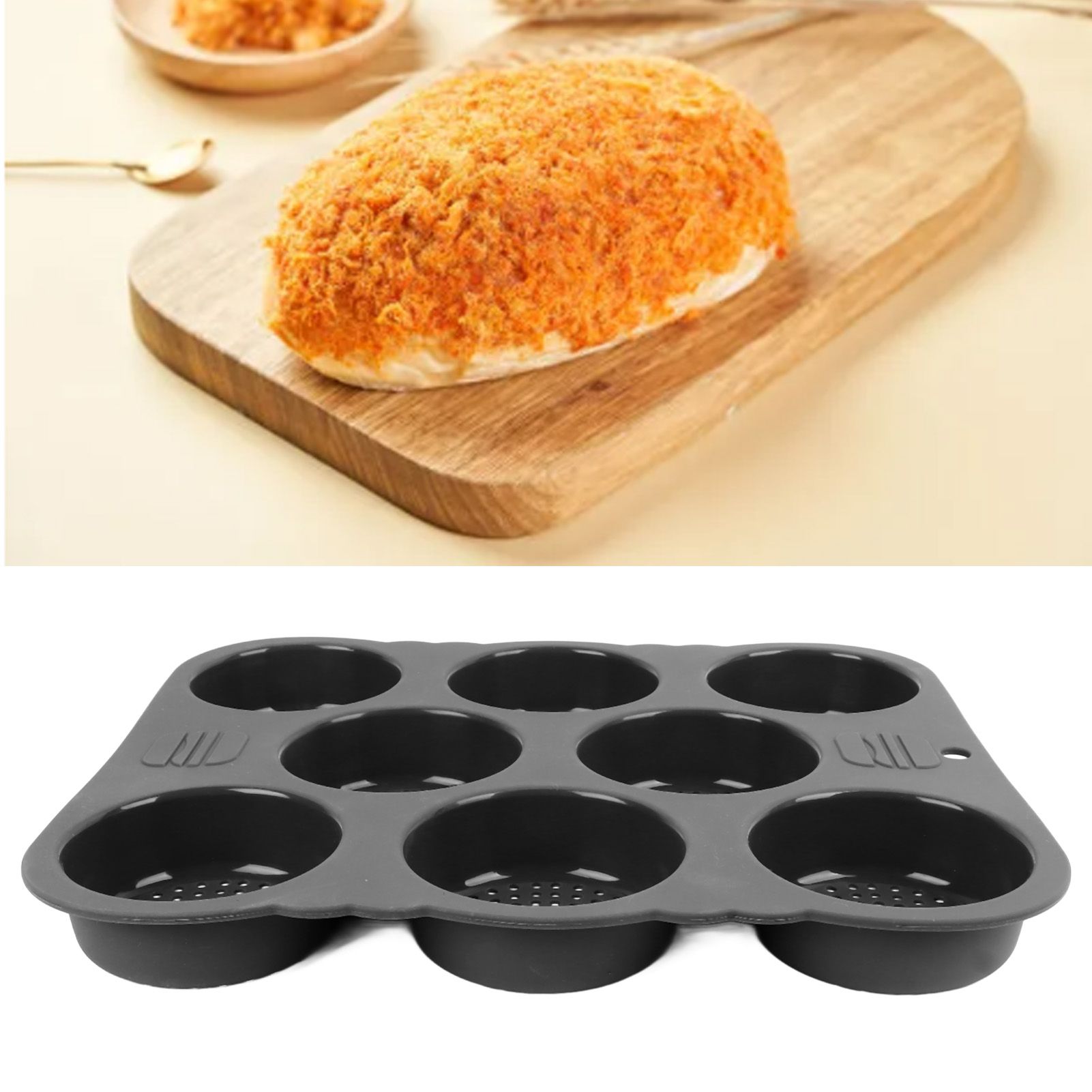 Hamburger Bun Mold Silicone 8 Cavity Easy Release Heat Resistant Hamburger view 11