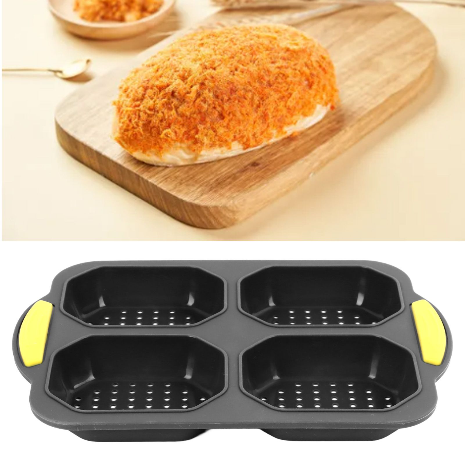 4 Grid Silicone Loaf Pan Baking Pan for Baking French Baguettes Hot Dog Buns view 11