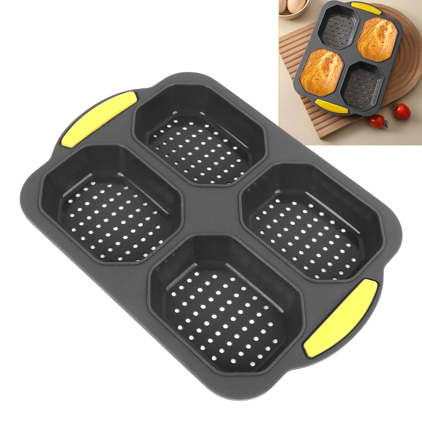 4 Grid Silicone Loaf Pan Baking Pan for Baking French Baguettes Hot Dog Buns view 12