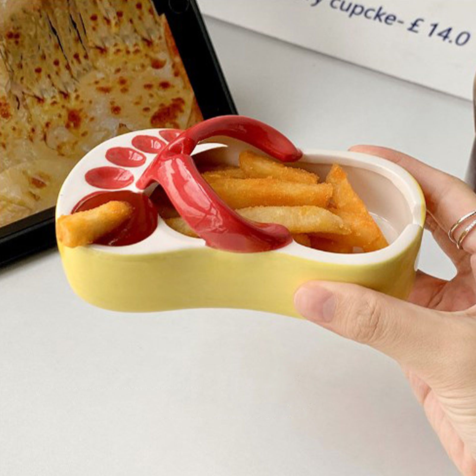 Ceramic French Fries Dish Cute Flip Flops French Fries Plate Cute Ceramic Bowl view 5