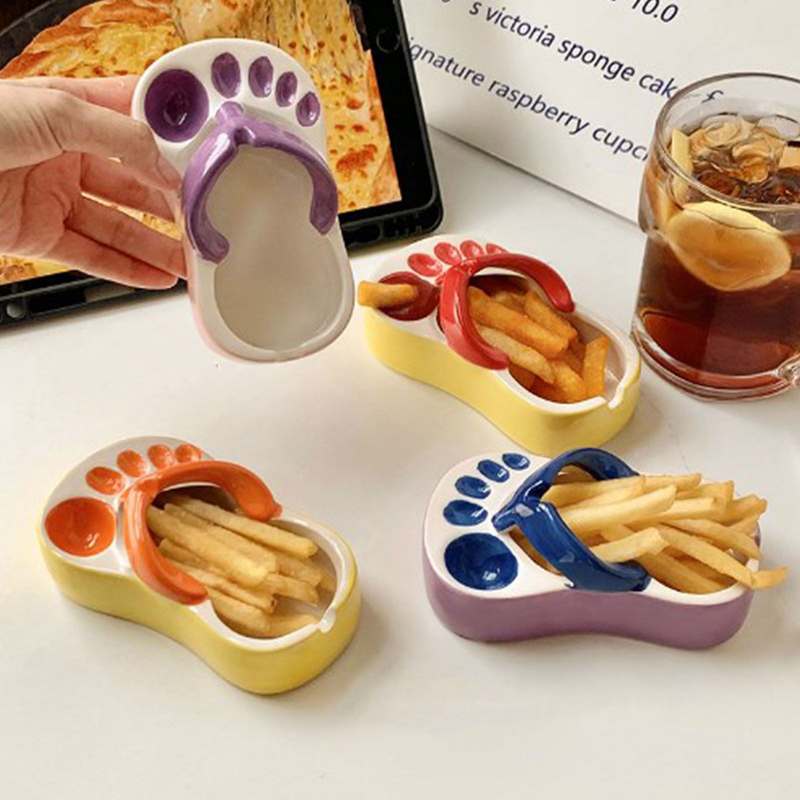 Ceramic French Fries Dish Cute Flip Flops French Fries Plate Cute Ceramic Bowl view 10