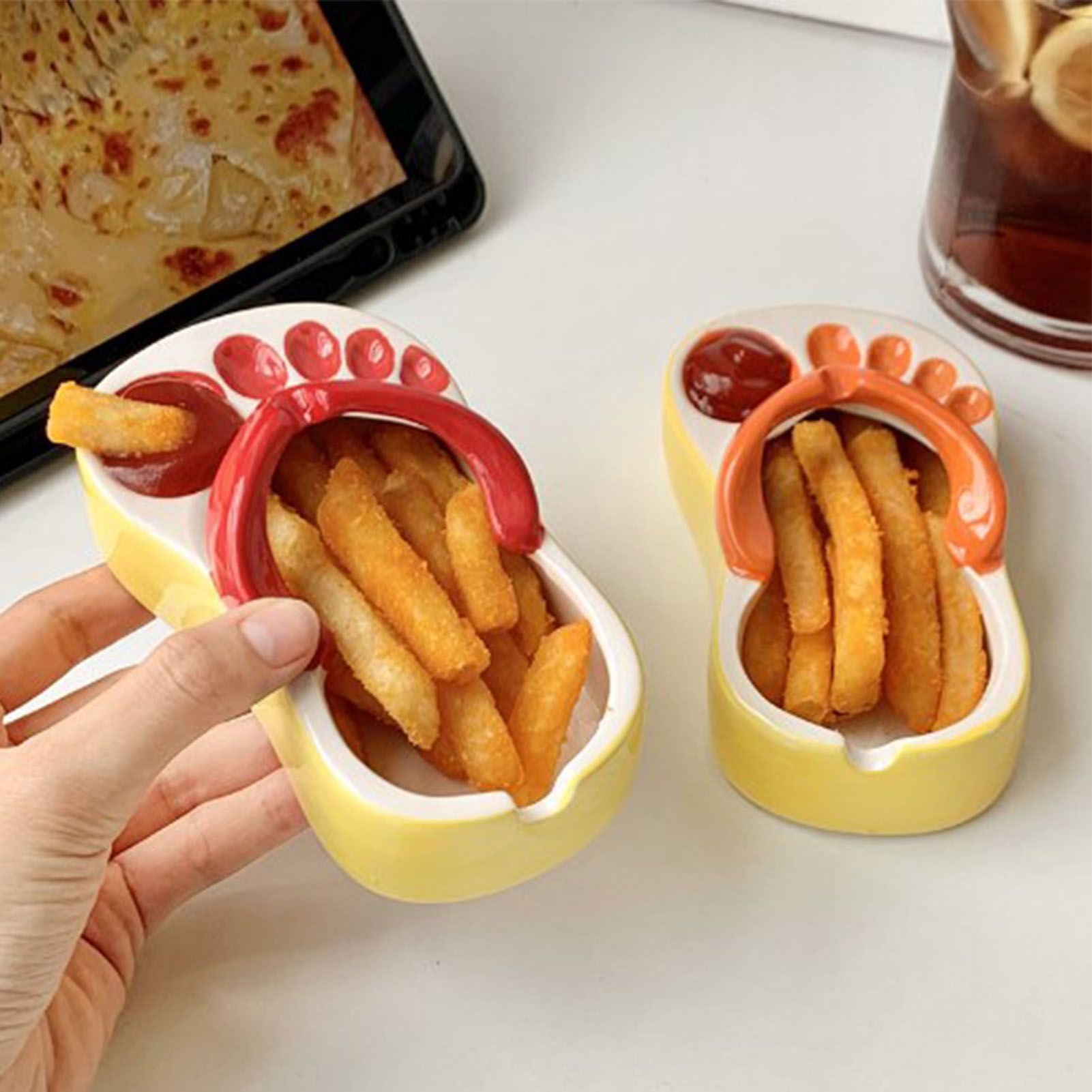 Ceramic French Fries Dish Cute Flip Flops French Fries Plate Cute Ceramic Bowl view 7