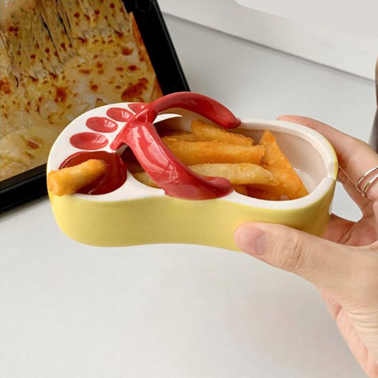 Ceramic French Fries Dish Cute Flip Flops French Fries Plate Cute Ceramic Bowl view 8