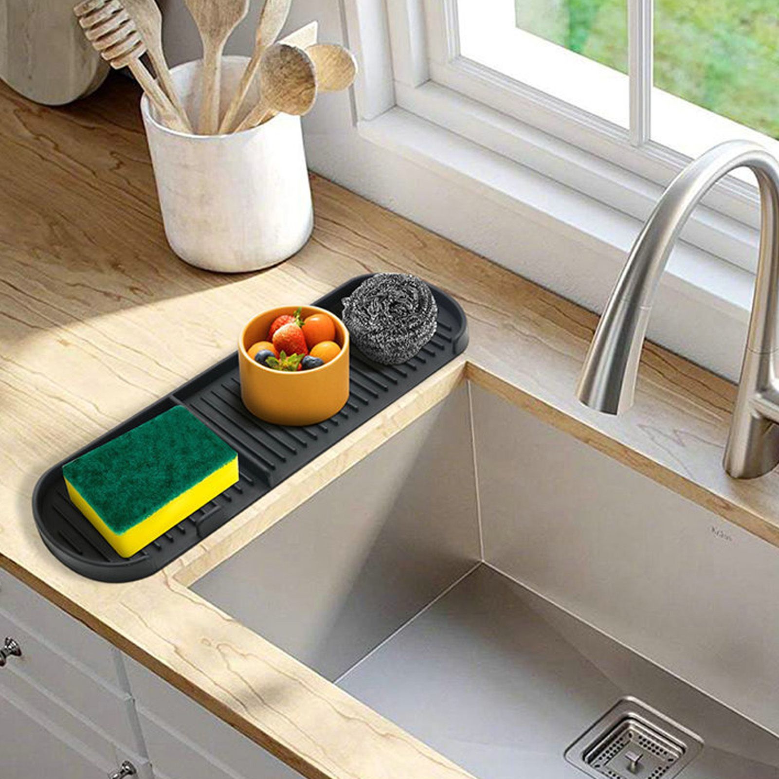 Counter Silicone Drainage Tray Food Grade Skid Resistance Frosted Bottom view 12