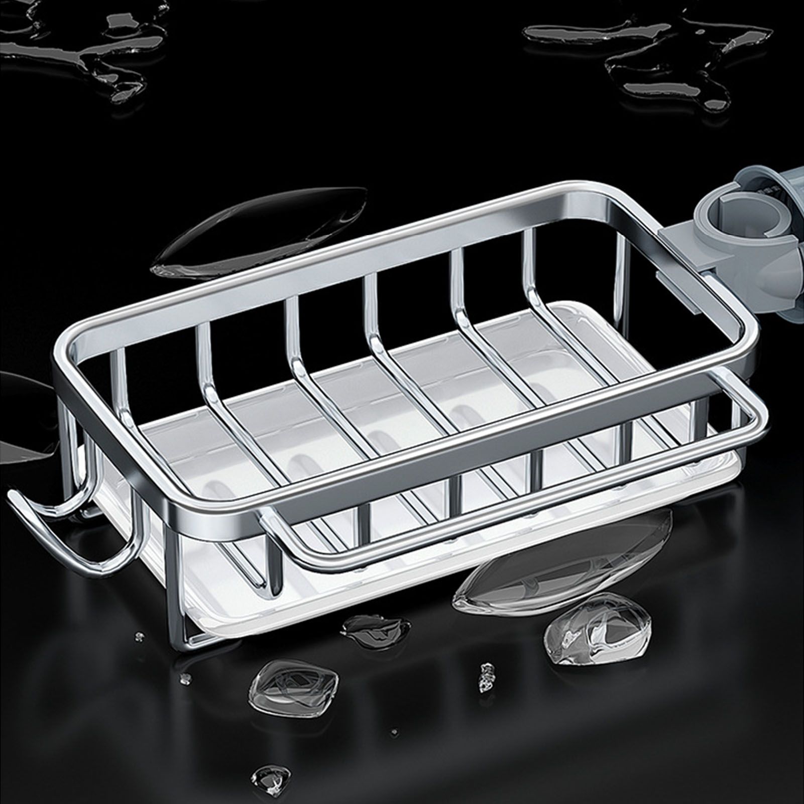 Kitchen Faucet Organizer Multifunctional Rustproof Sponge Dish Soap Brush Sink view 13