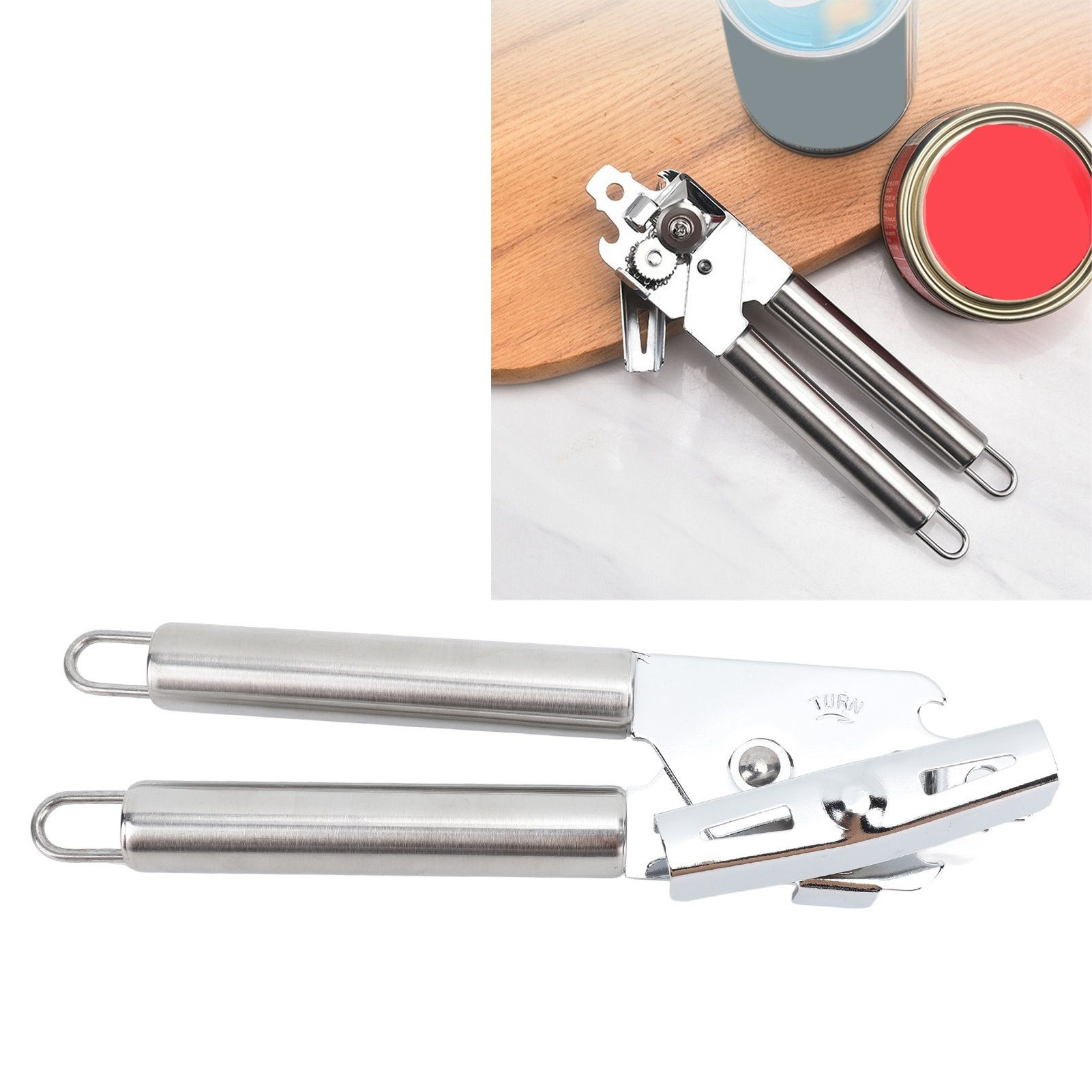 Manual Can Opener Handheld Stainless Steel Effortless Operation view 11