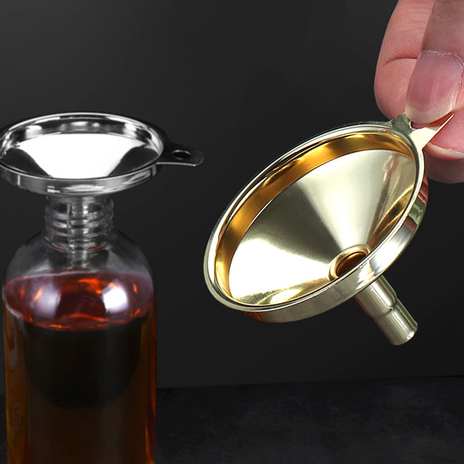 Kitchen Funnel 304 Stainless Steel Gold Plated Taper Mirror Polishing Oil Wine view 11