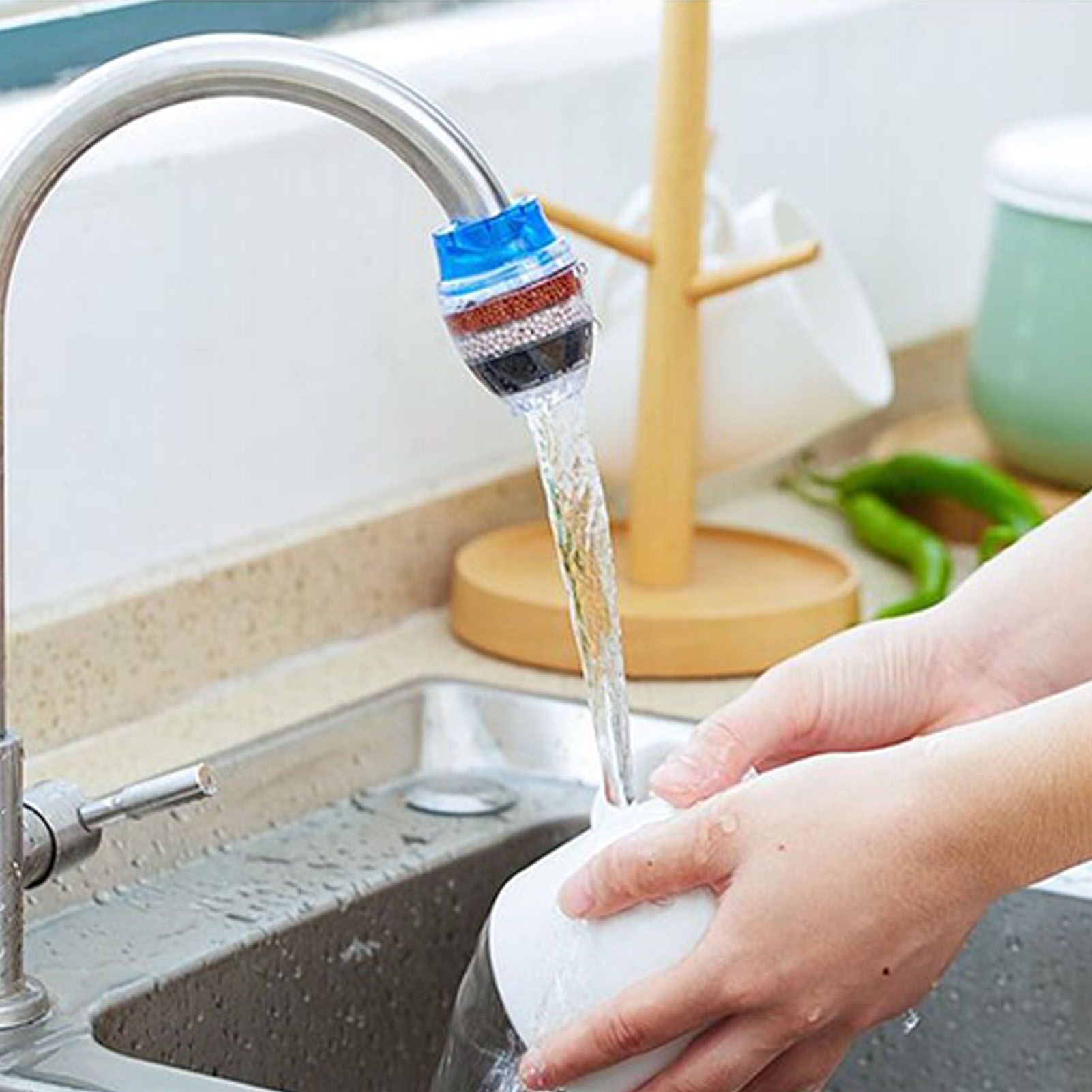 Faucet Mount Filter Blue Water Filter Multi Layer Efficient Water Saving Easy view 5