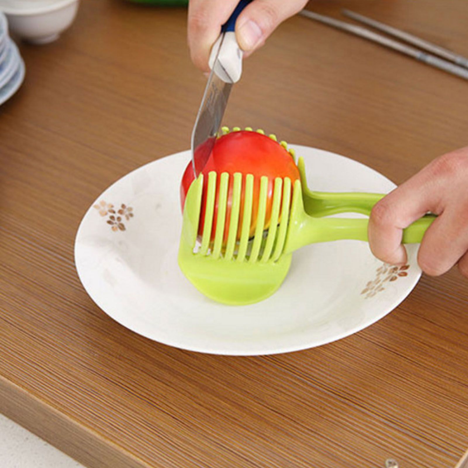 Tomato Slicing Holder ABS Multipurpose Handheld Round Fruit Tong Onion Holder view 6