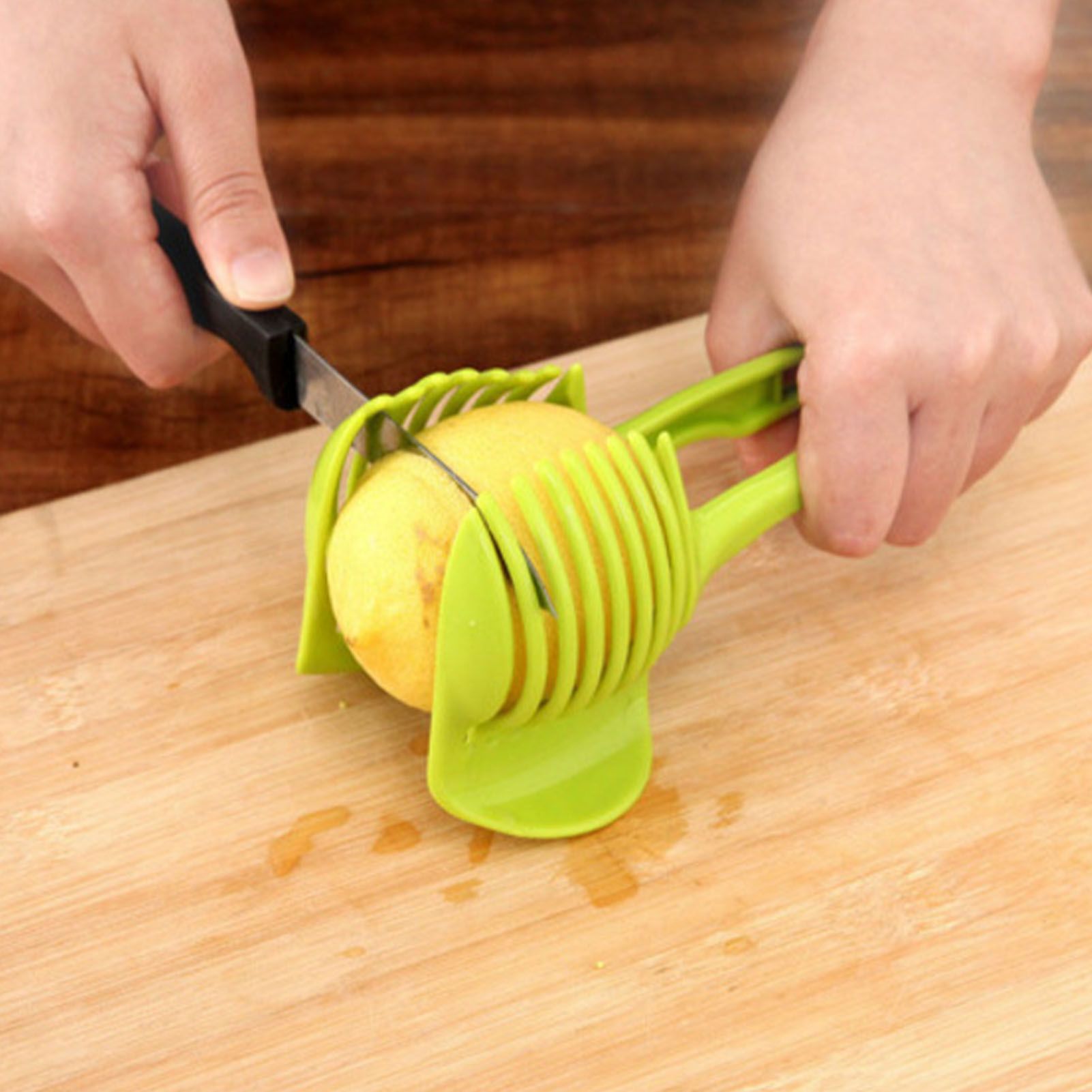 Tomato Slicing Holder ABS Multipurpose Handheld Round Fruit Tong Onion Holder view 7