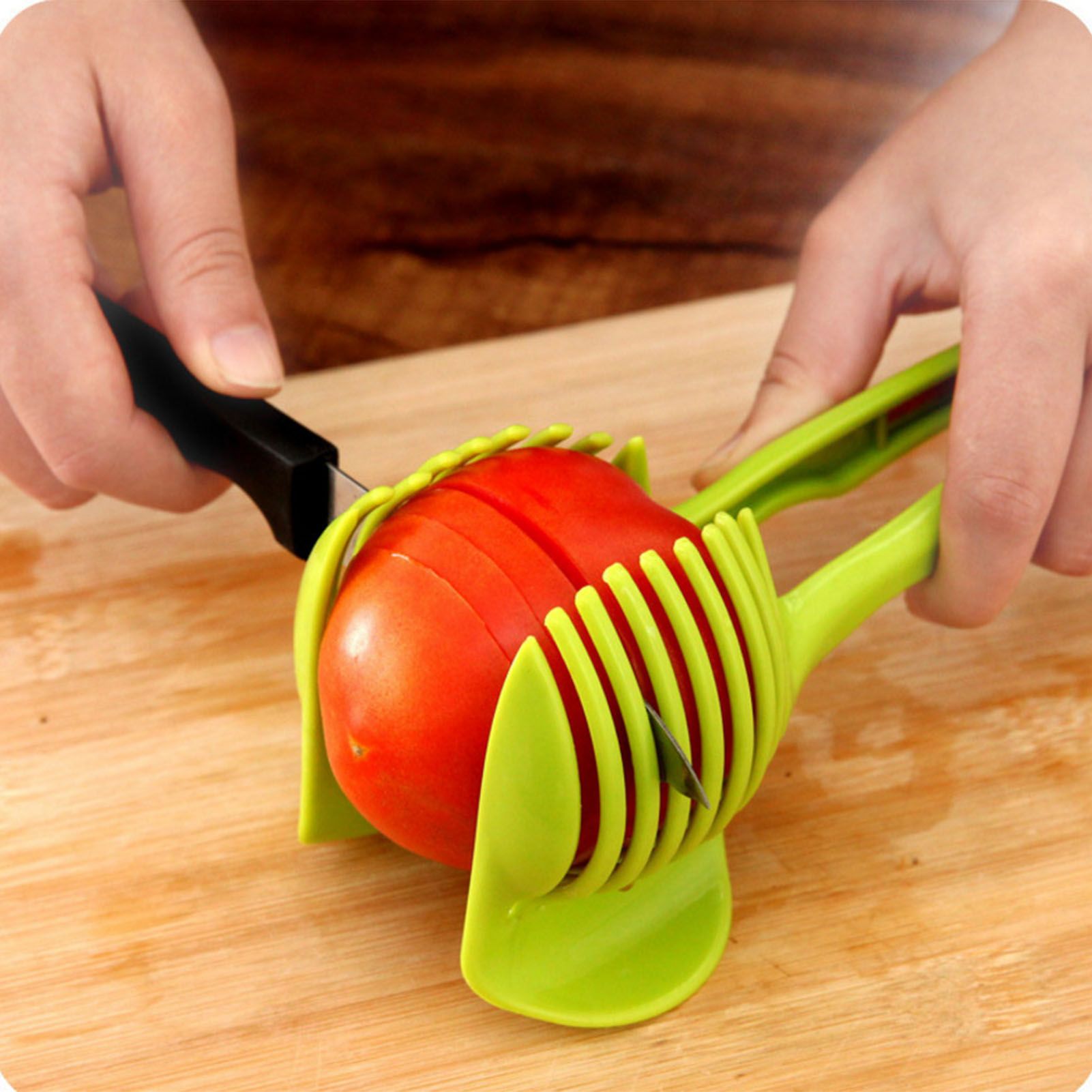 Tomato Slicing Holder ABS Multipurpose Handheld Round Fruit Tong Onion Holder view 8