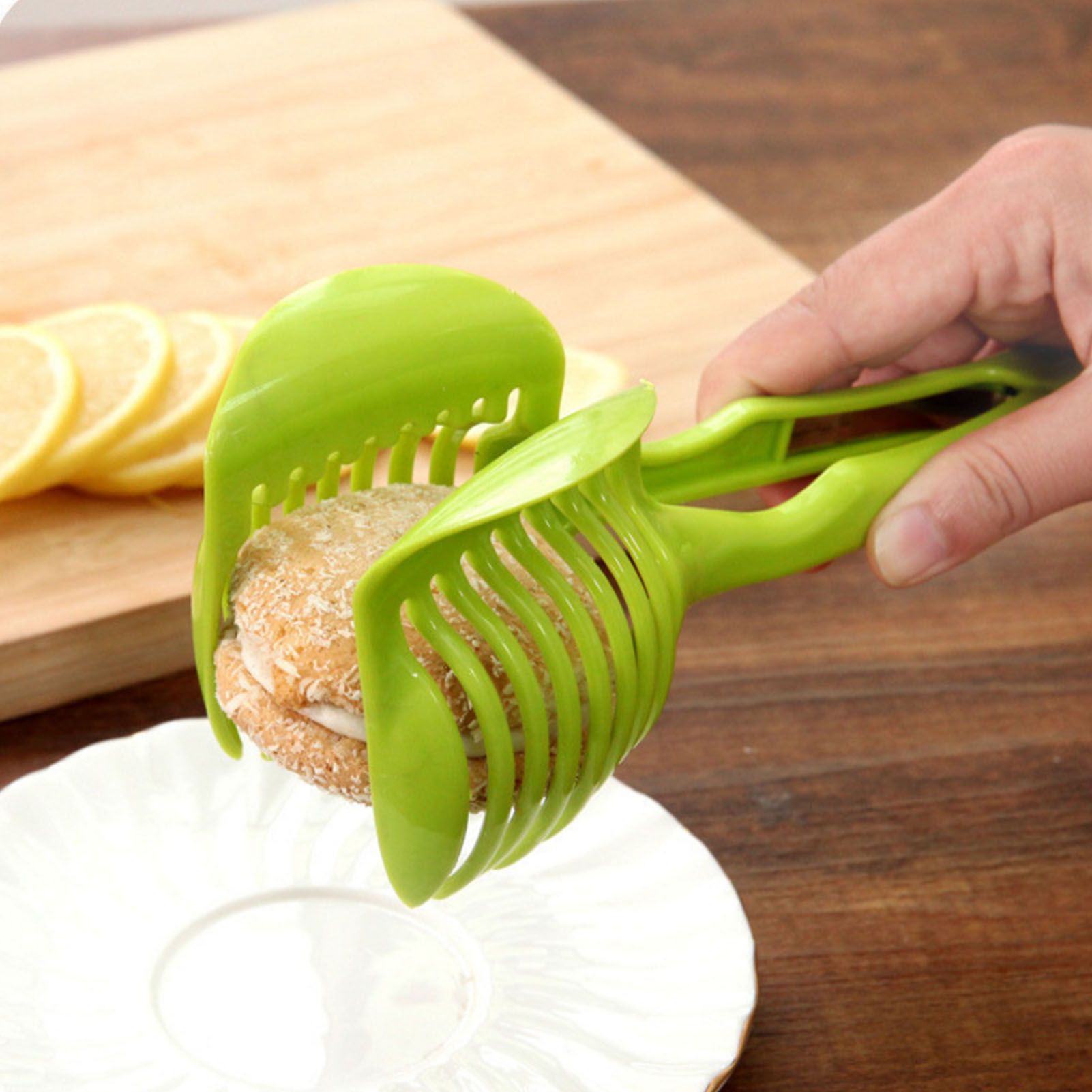 Tomato Slicing Holder ABS Multipurpose Handheld Round Fruit Tong Onion Holder view 10