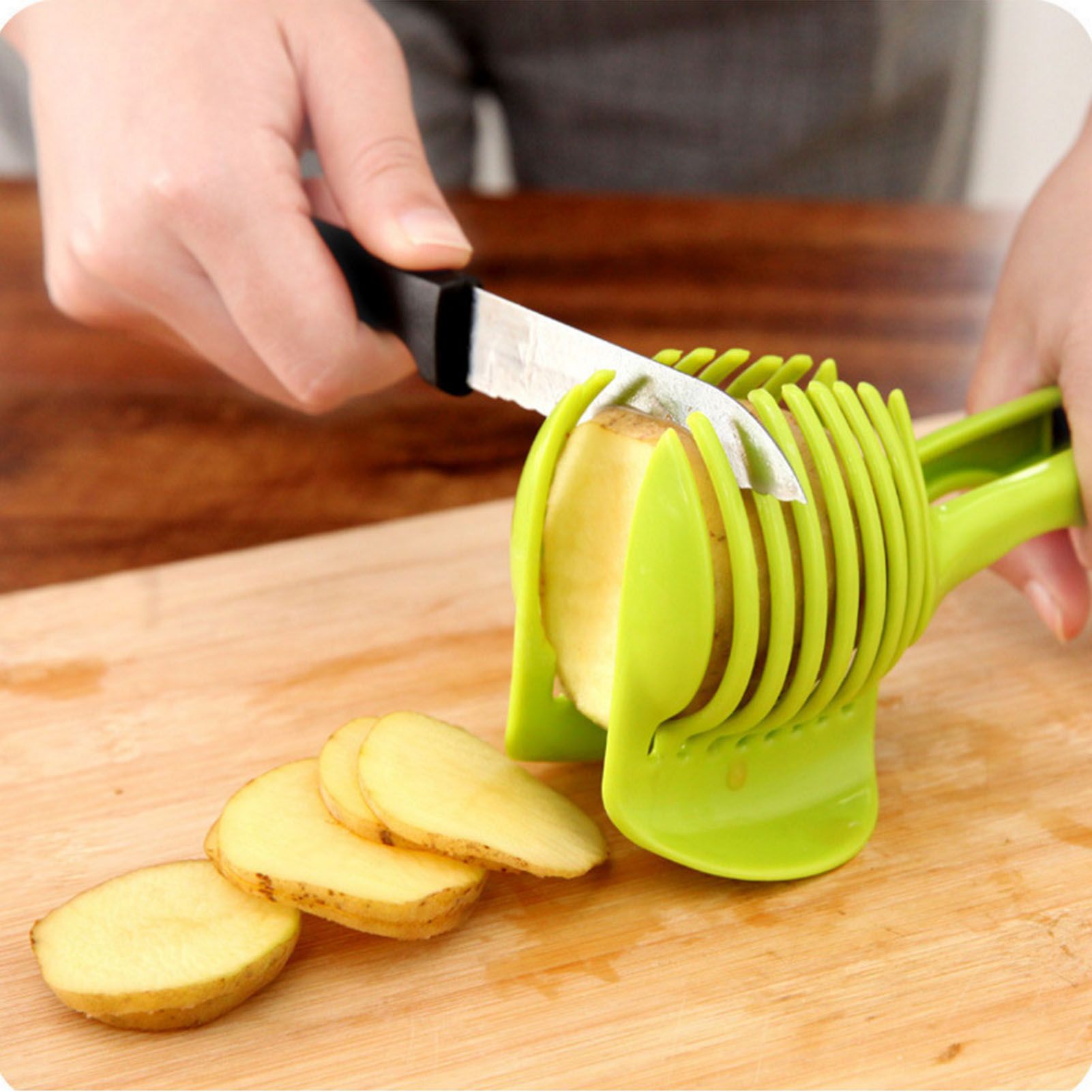 Tomato Slicing Holder ABS Multipurpose Handheld Round Fruit Tong Onion Holder view 11