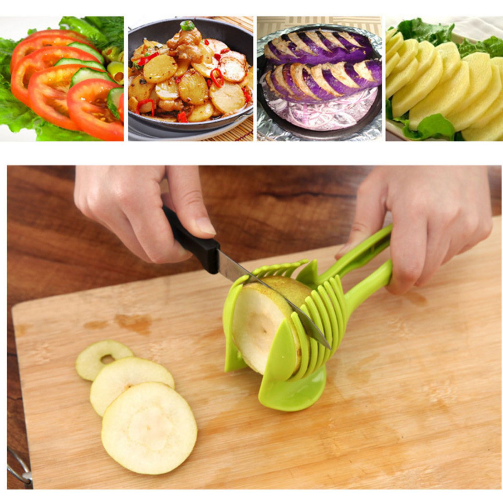 Tomato Slicing Holder ABS Multipurpose Handheld Round Fruit Tong Onion Holder view 12