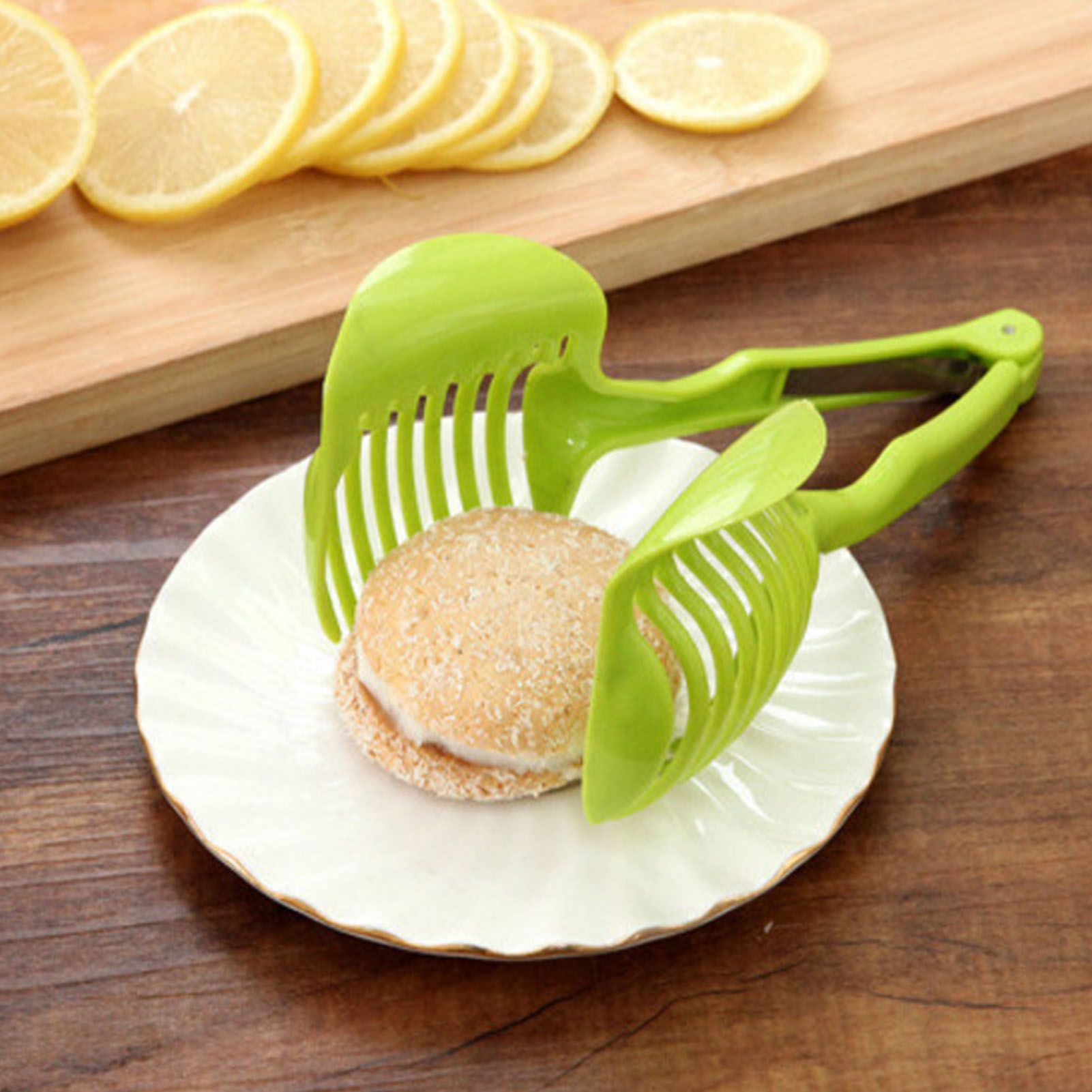Tomato Slicing Holder ABS Multipurpose Handheld Round Fruit Tong Onion Holder view 13