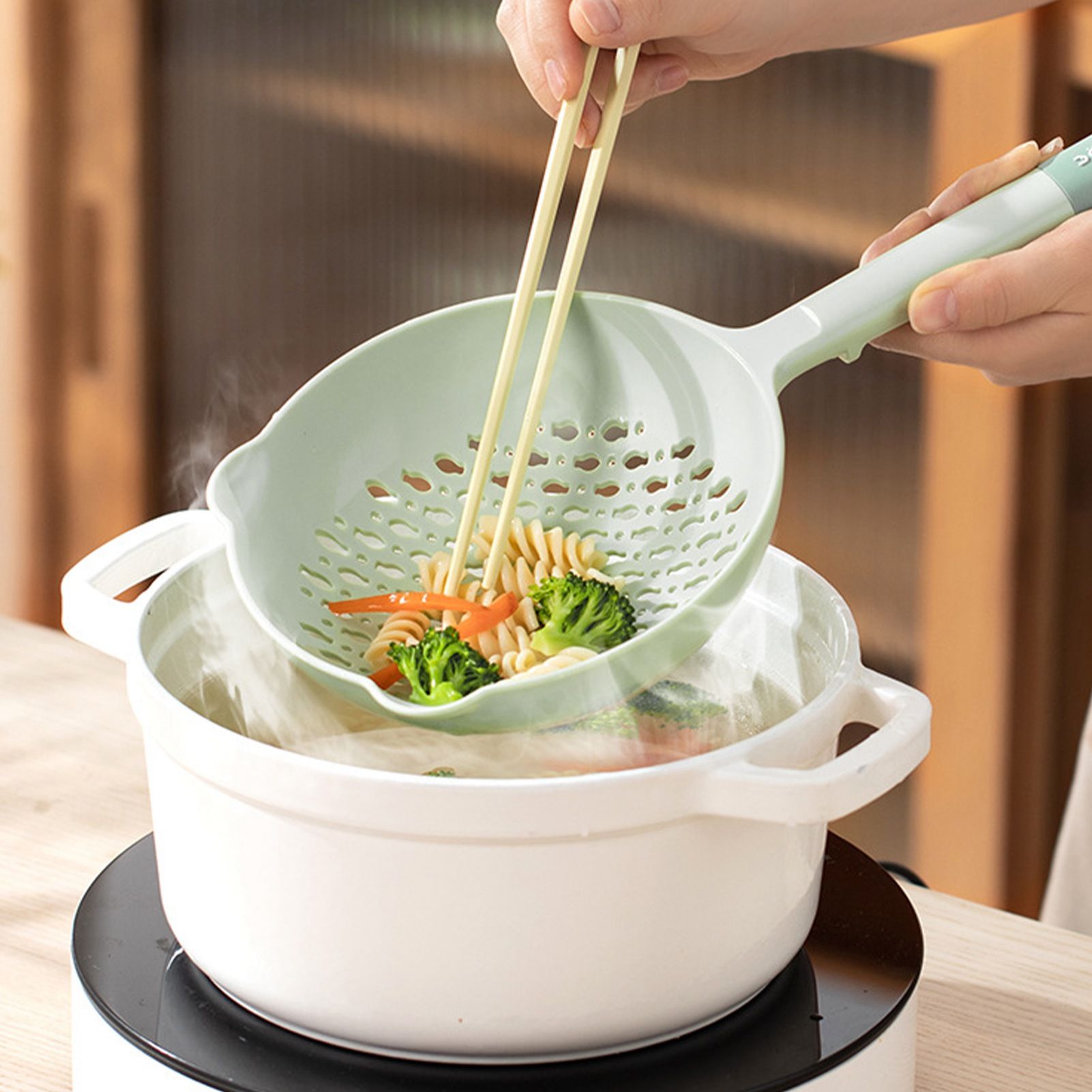 Ladle Fine Mesh Strainer Durable Nylon PVC Handle Heat Resistant Large view 5