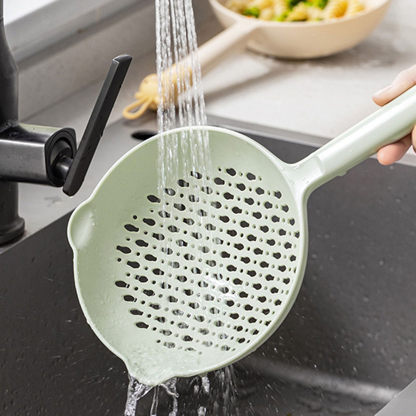 Ladle Fine Mesh Strainer Durable Nylon PVC Handle Heat Resistant Large view 6
