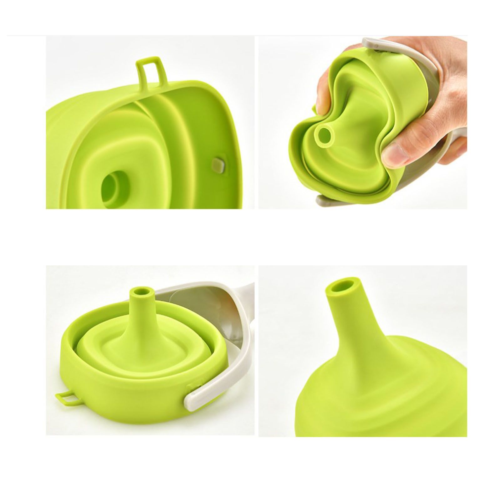 Kitchen Funnel Foldable Silicone Funnel Dispenser 4.1in Wide Mouth Handheld view 11