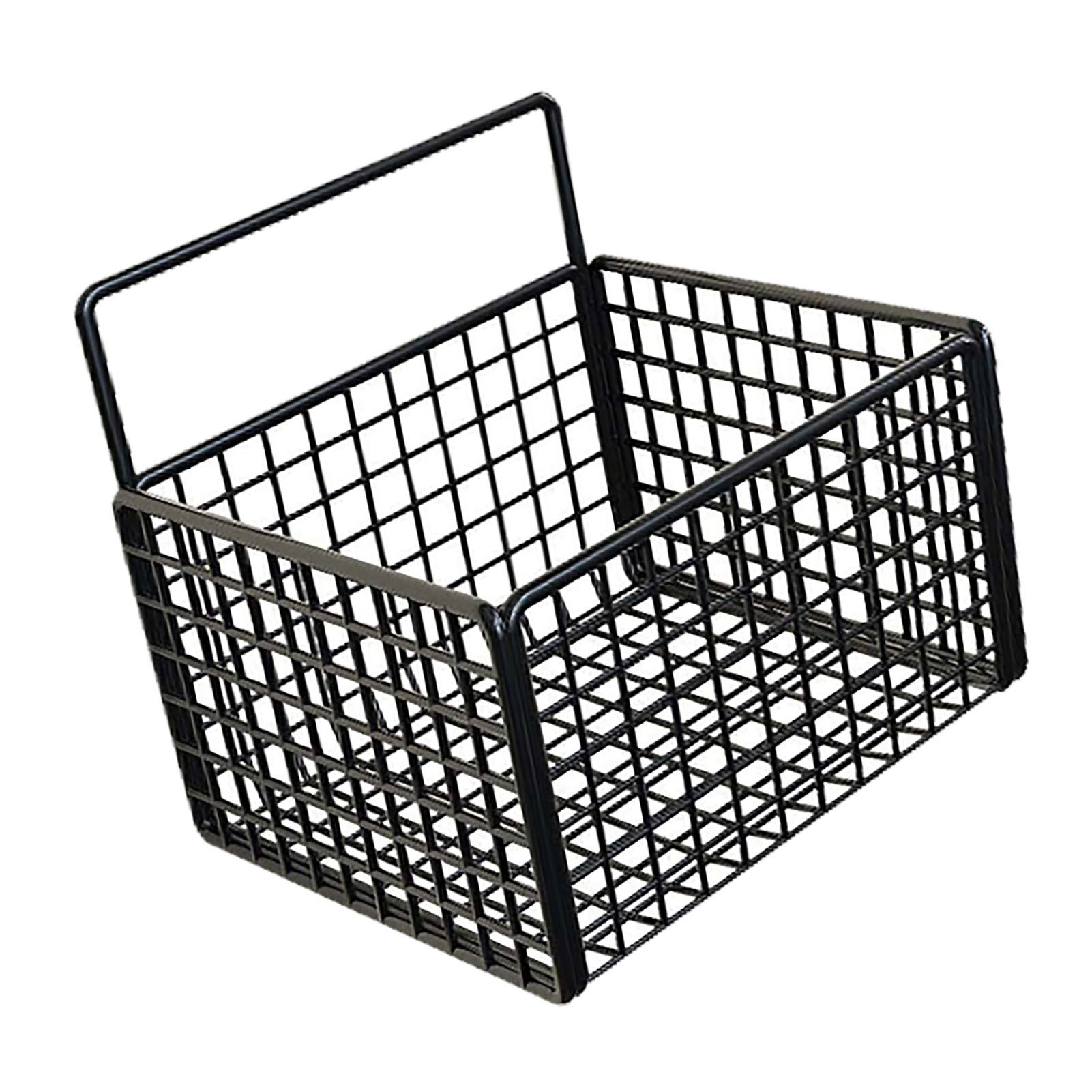 Wall Mounted Storage Basket No Drilling Adhesive Metal Wire Hanging Basket for view 2