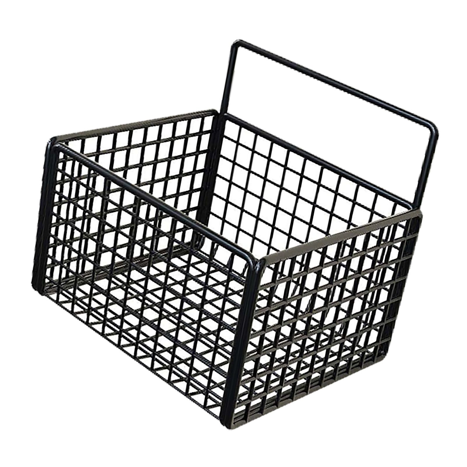 Wall Mounted Storage Basket No Drilling Adhesive Metal Wire Hanging Basket for view 3